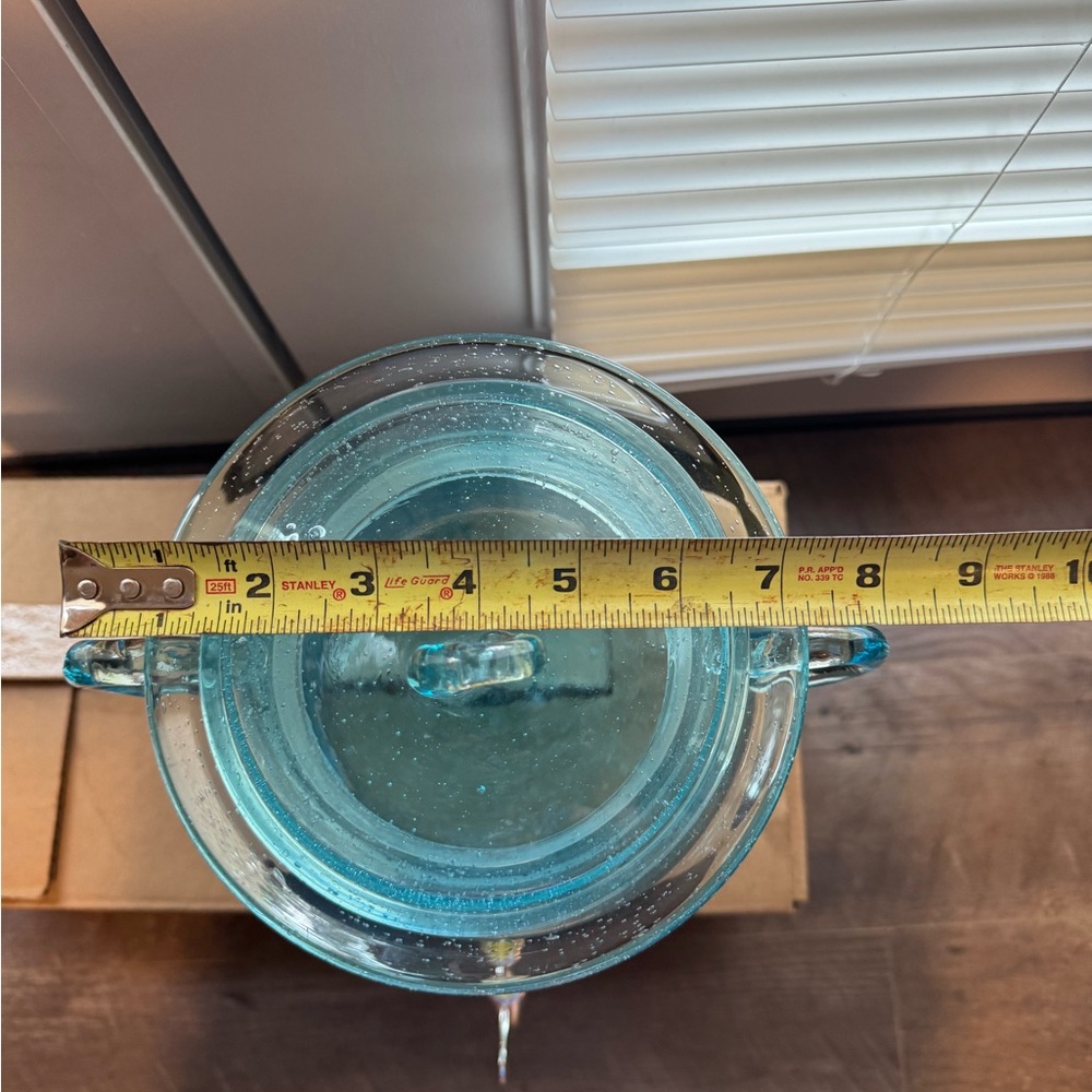 Aqua Blue Bubble Glass Beverage Dispenser with Spigot - Picture 11 of 11